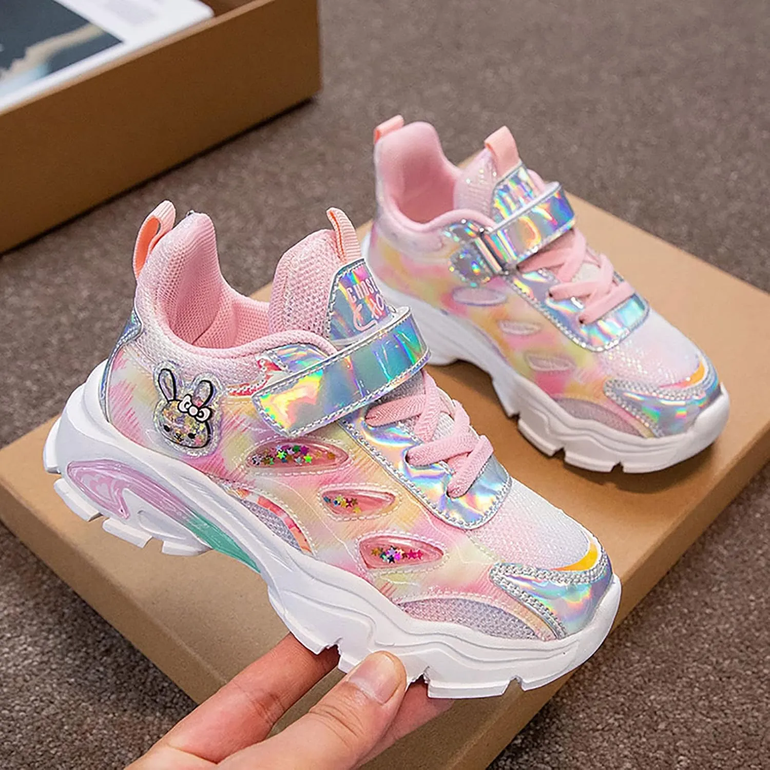 Kids Shoes Boys Girls Running Tennis Shoes Rabbit Lightweight Fashion Sneakers for Sports Athletic Gym Walking