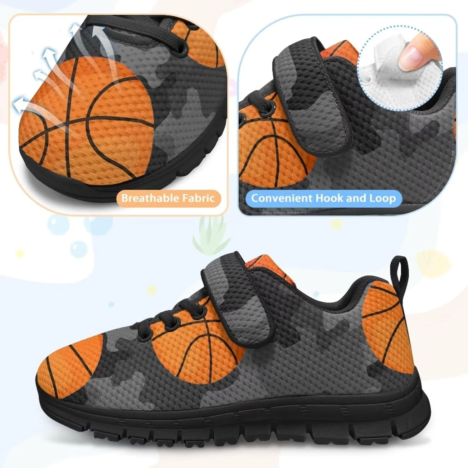 Kids Shoes for Boys Breathable Lightweight Single Buckle Sneakers Low Top Mesh Athletic Casual Shoes