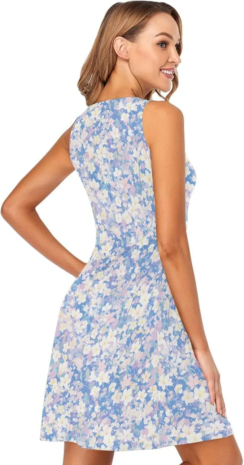 KLL Cherry Blossoms Women's Dress Loose A-Line Holiday Flowy Sundress Summer