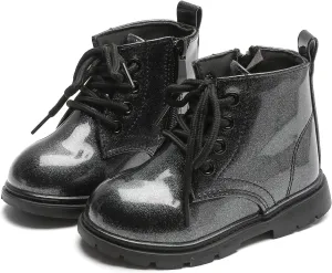 Komfyea Cute Children Boots Floral Print Girl Lace Up Boots （Toddler/Little Kids