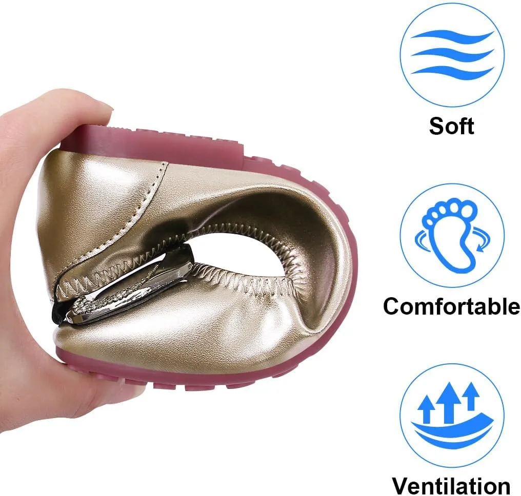 KUNWFNIX Women's Ballet Flats Crystal Wedding Ballerina Shoes Pointed Toe Pearl Diamond Low Heel Comfortable Dressy Work Business Dance Flats