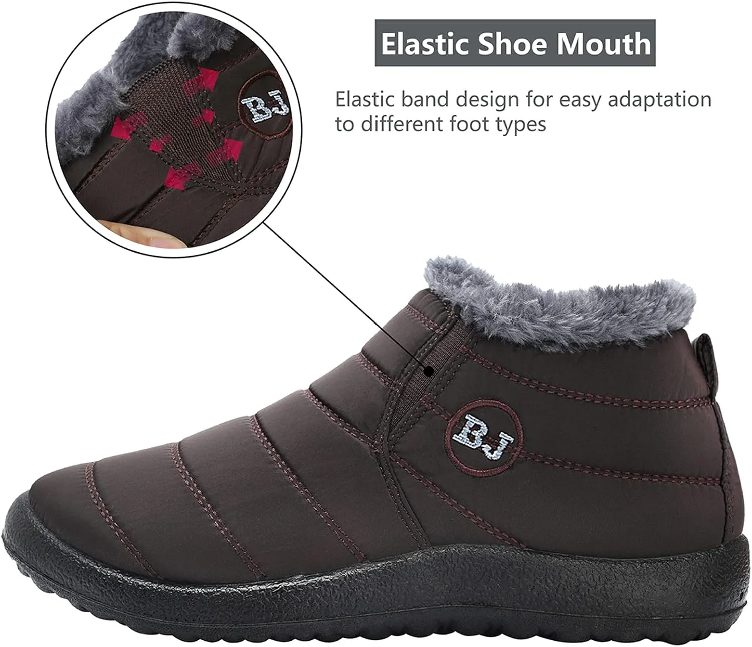 L-RUN Womens Winter Snow Boots Fur Lined Warm Ankle Boots Slip on Men's Snow Ankle Boots Lightweight Outdoor Footwear