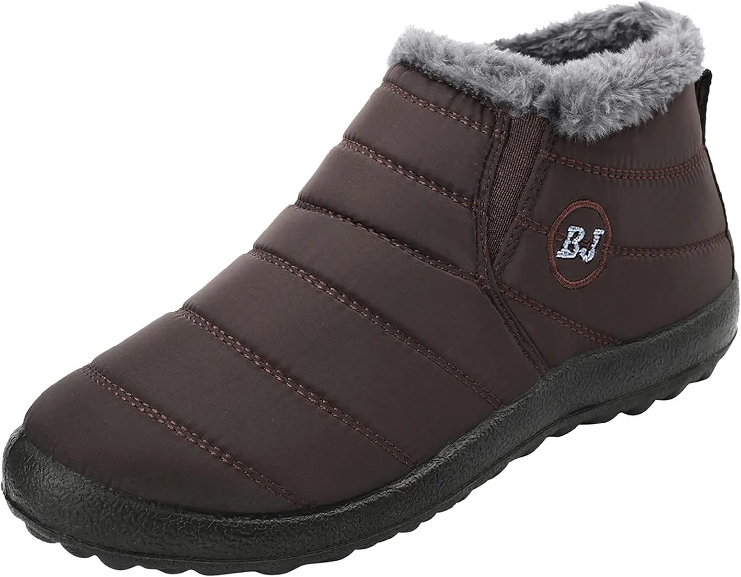L-RUN Womens Winter Snow Boots Fur Lined Warm Ankle Boots Slip on Men's Snow Ankle Boots Lightweight Outdoor Footwear