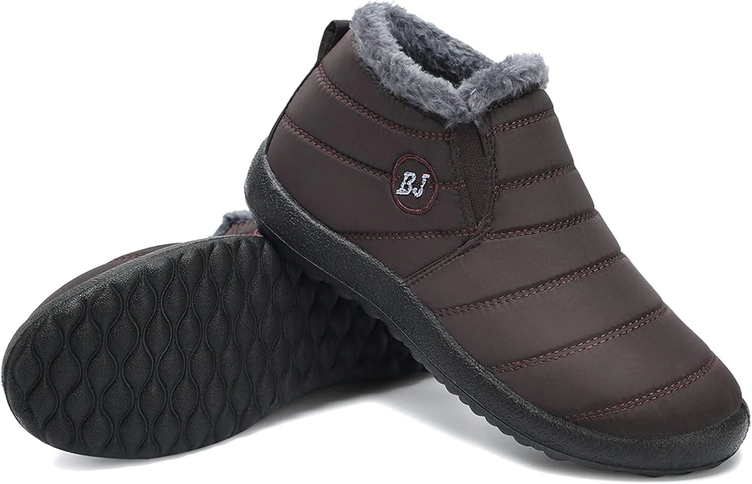 L-RUN Womens Winter Snow Boots Fur Lined Warm Ankle Boots Slip on Men's Snow Ankle Boots Lightweight Outdoor Footwear