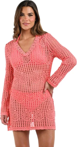 La Blanca Women's Standard Long Sleeve Mini Dress Swimsuit Cover Up