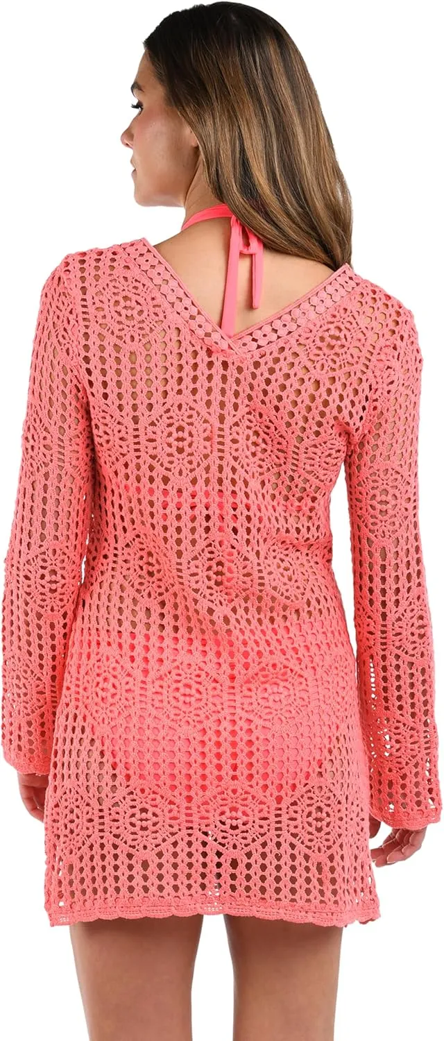 La Blanca Women's Standard Long Sleeve Mini Dress Swimsuit Cover Up
