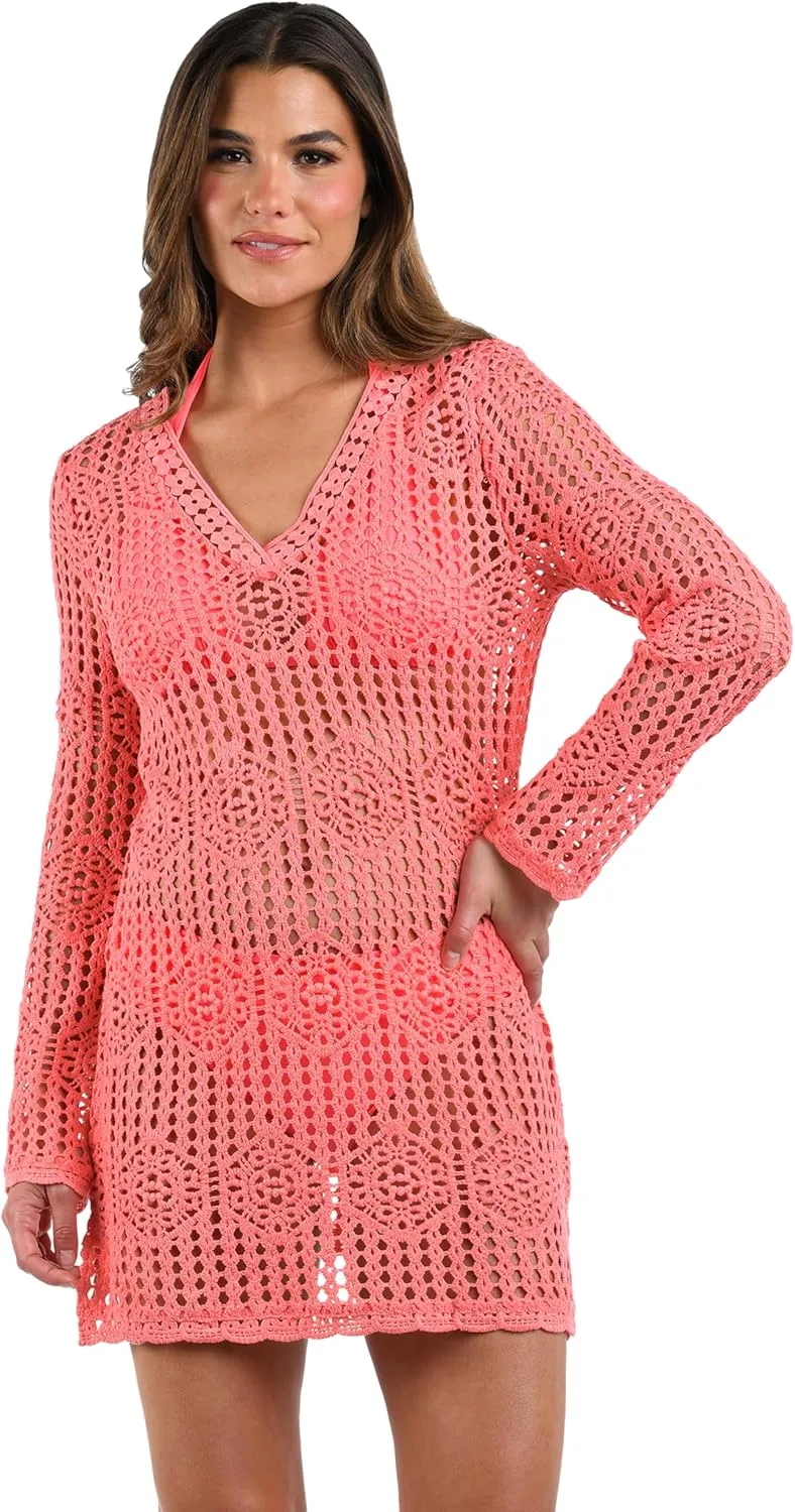 La Blanca Women's Standard Long Sleeve Mini Dress Swimsuit Cover Up