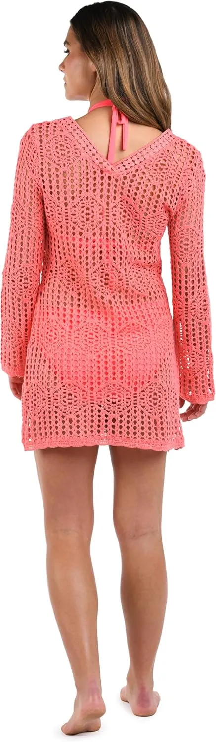 La Blanca Women's Standard Long Sleeve Mini Dress Swimsuit Cover Up