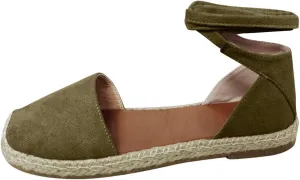 Ladies Flat Sandals Linen Vintage Cover Heel Espadrille Straw Solid Closed Toe Covered Beach Flat Toe Ankle Wrap,Classic Lace Up Summer Falt Strap Retro Black Dressy Shoes
