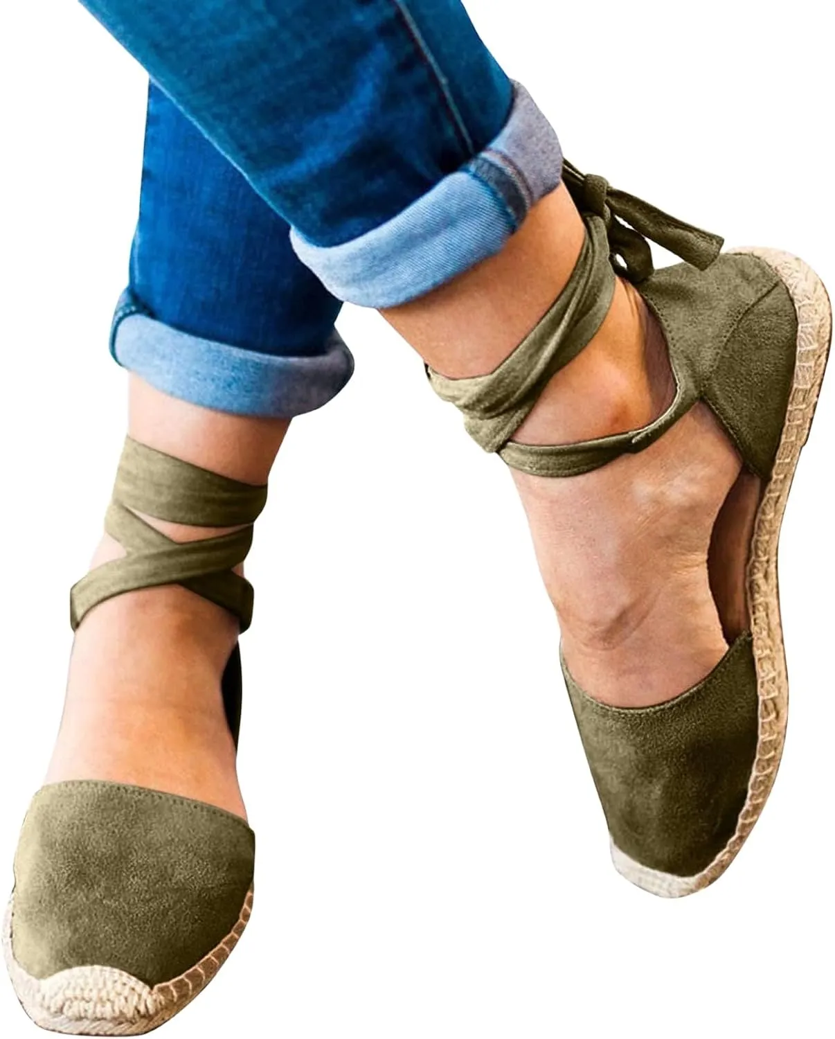 Ladies Flat Sandals Linen Vintage Cover Heel Espadrille Straw Solid Closed Toe Covered Beach Flat Toe Ankle Wrap,Classic Lace Up Summer Falt Strap Retro Black Dressy Shoes