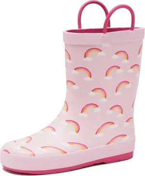 Lands' End Boys and Girls Waterproof Boots Kids and Toddler Rain Boots - Girls and Boys Rubber Rain Boots Kids Size 5 Toddler to 7 Big Kid, Slip On Girls and Boys Rain Boots with Handles