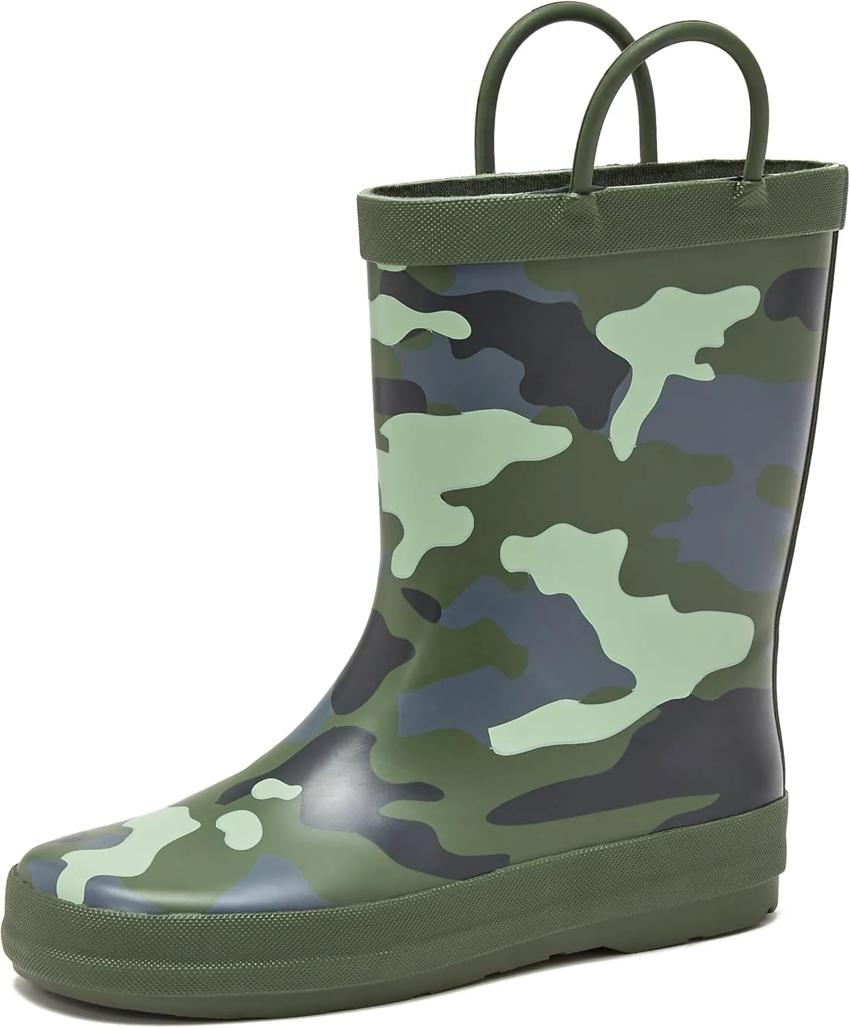 Lands' End Boys and Girls Waterproof Boots Kids and Toddler Rain Boots - Girls and Boys Rubber Rain Boots Kids Size 5 Toddler to 7 Big Kid, Slip On Girls and Boys Rain Boots with Handles