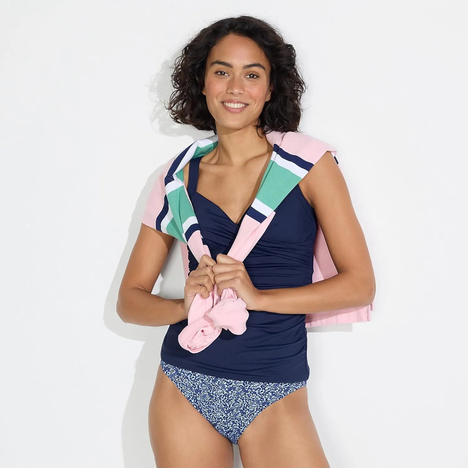 Lands' End Women's Wrap Underwire Tankini Top Swimsuit