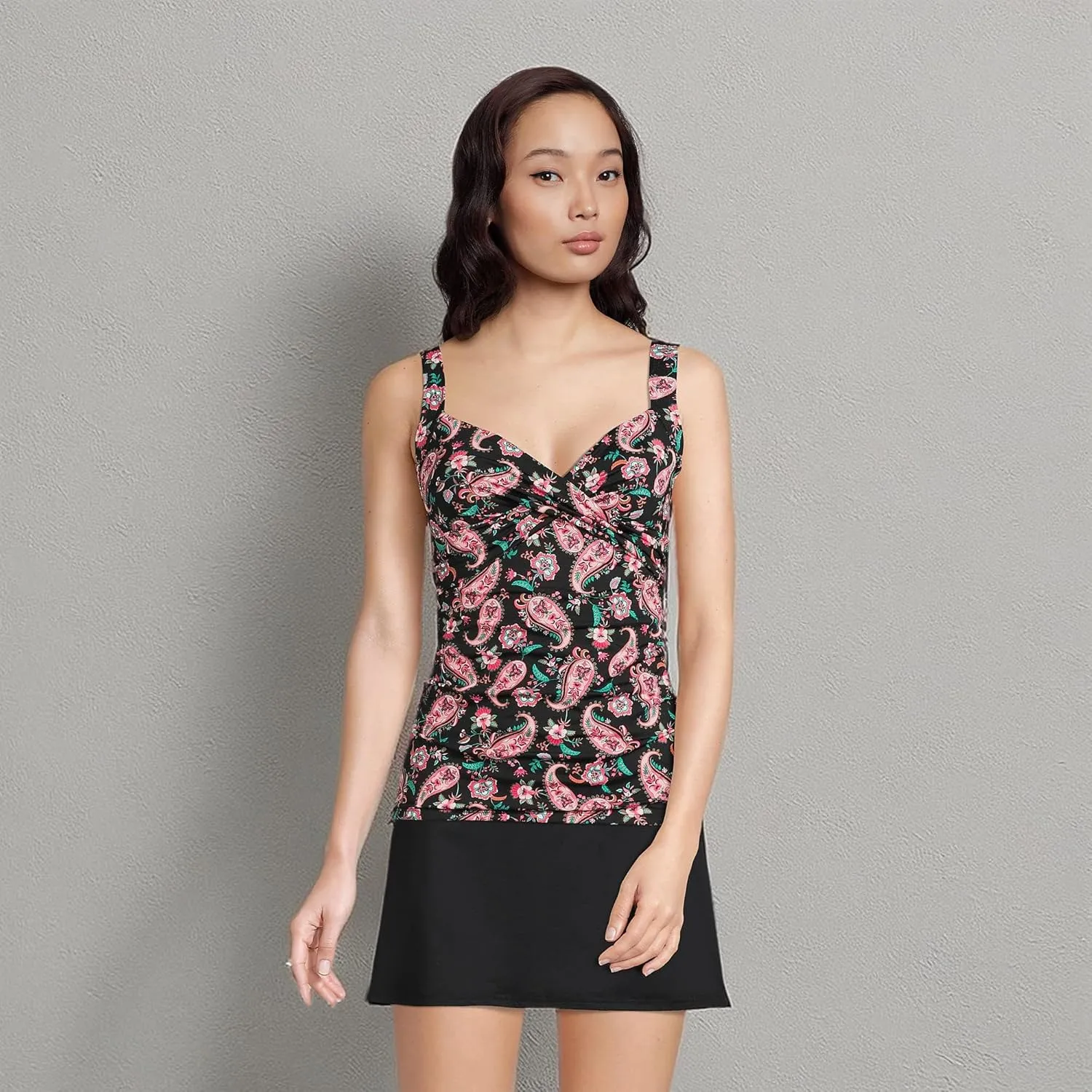 Lands' End Women's Wrap Underwire Tankini Top Swimsuit