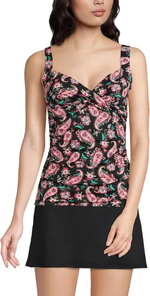 Lands' End Women's Wrap Underwire Tankini Top Swimsuit