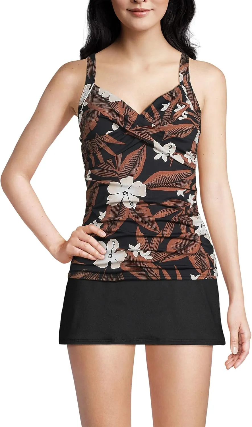 Lands' End Women's Wrap Underwire Tankini Top Swimsuit