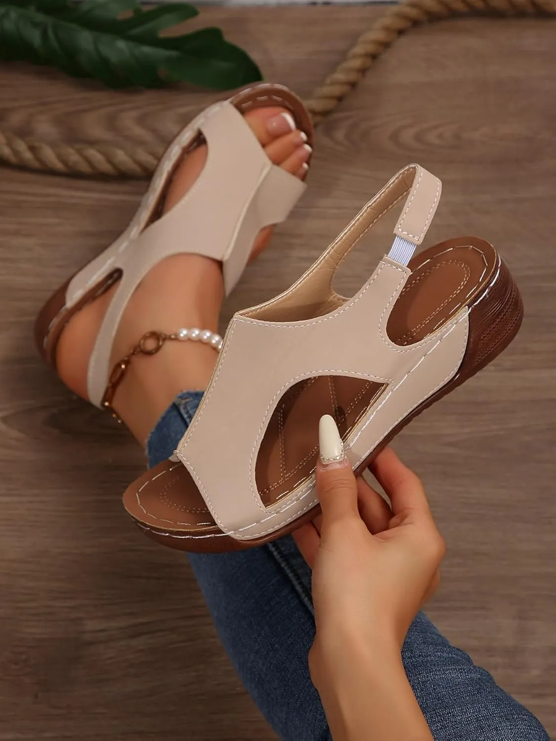 Large New Platform Wedge Peep Toe Sandals