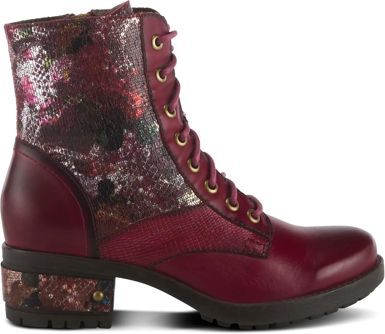L'Artiste by Spring Step Marty Met Hand Painted Metallic Floral Ankle Boots for Women | Shoes for Women with Arch Support and Flexible Sole