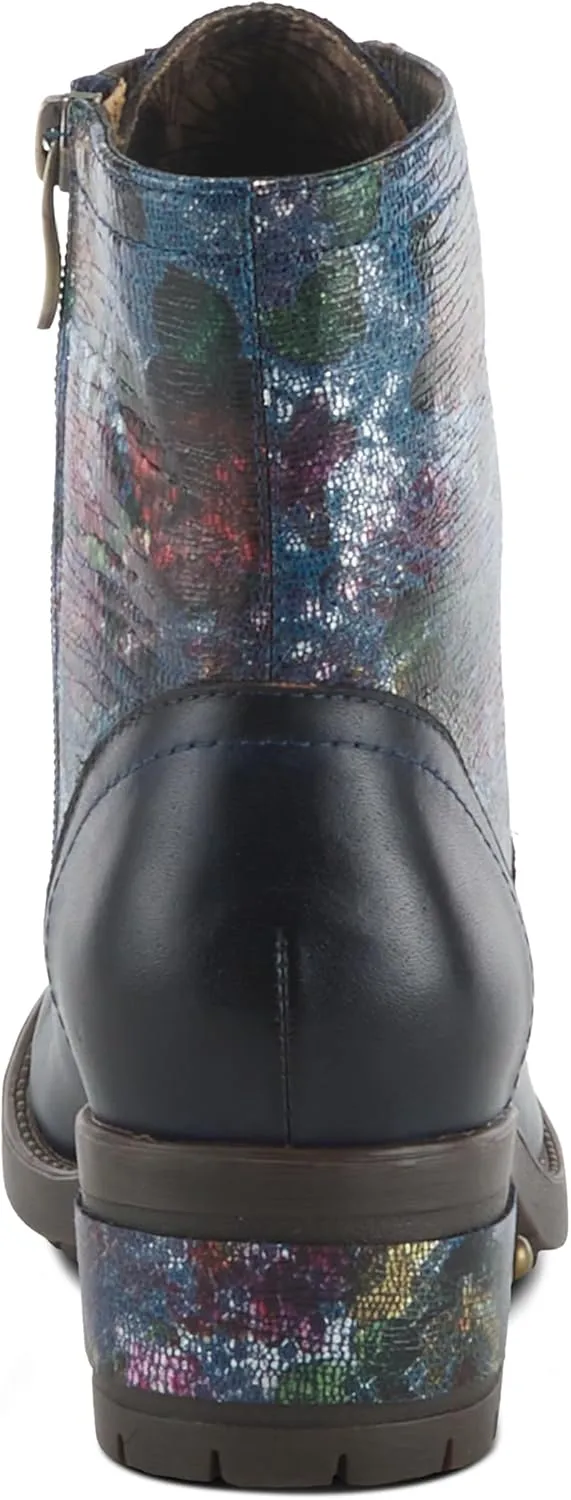 L'Artiste by Spring Step Marty Met Hand Painted Metallic Floral Ankle Boots for Women | Shoes for Women with Arch Support and Flexible Sole
