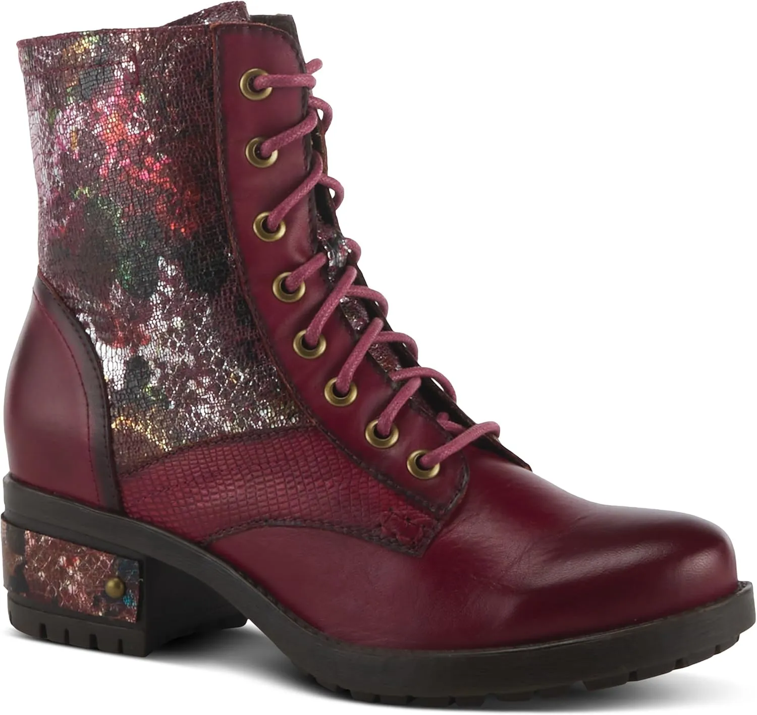 L'Artiste by Spring Step Marty Met Hand Painted Metallic Floral Ankle Boots for Women | Shoes for Women with Arch Support and Flexible Sole