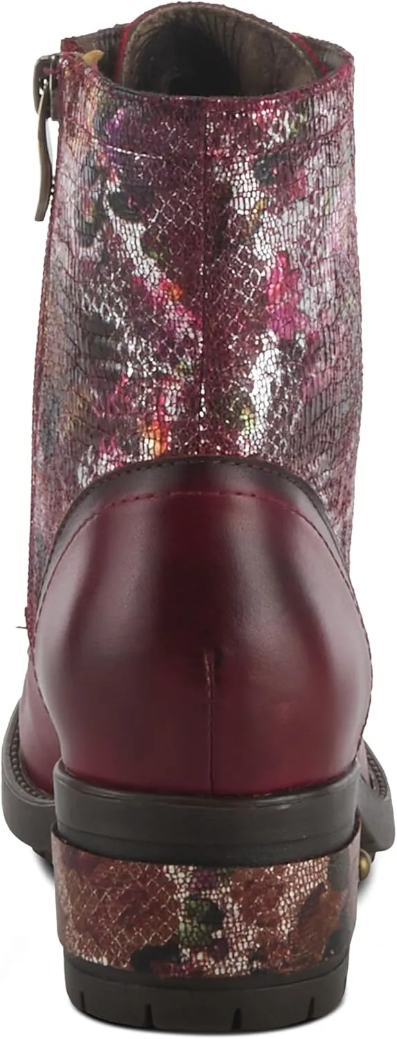 L'Artiste by Spring Step Marty Met Hand Painted Metallic Floral Ankle Boots for Women | Shoes for Women with Arch Support and Flexible Sole