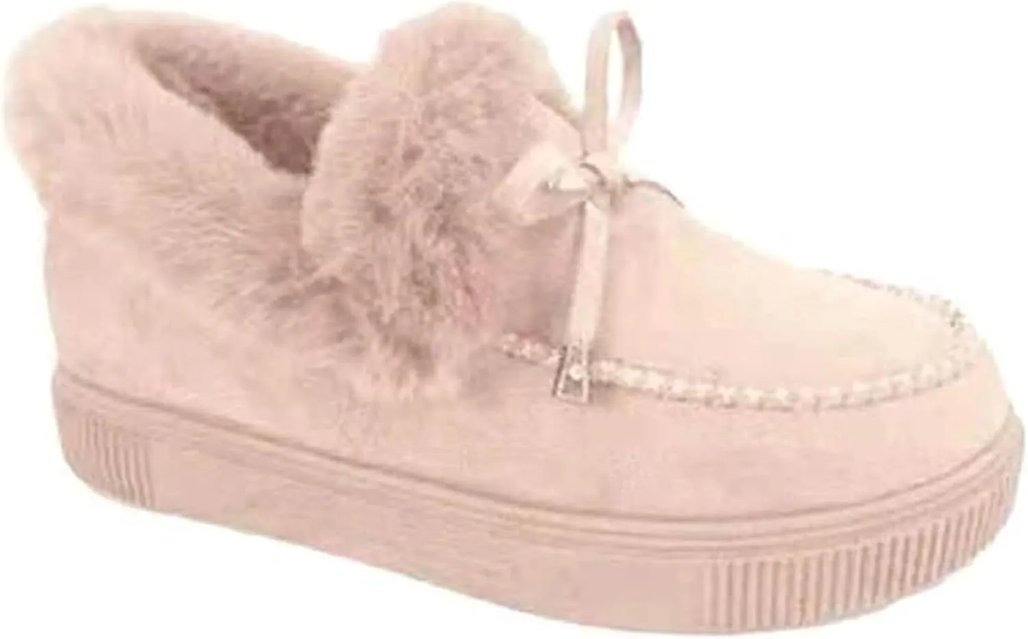 Lausiuoe Winter Boots For Women 2022 With Fur Fuzzy Bootie Silp On Comfortable Casual Warm Fluffy Loafers Ankle Boots