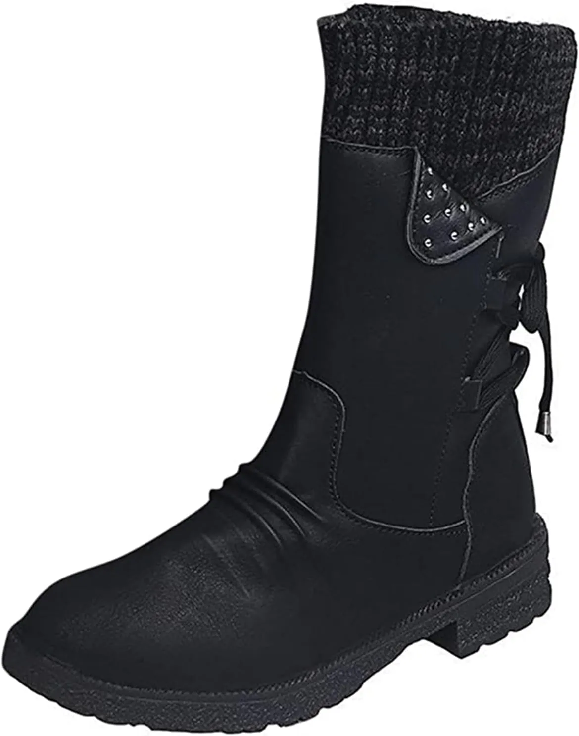 Lausiuoe Womens Boots Knee High Wide Calf Cowboy Boots Pull-On Chunky Heel Cowgirl Western Fashion Retro Classic Booties