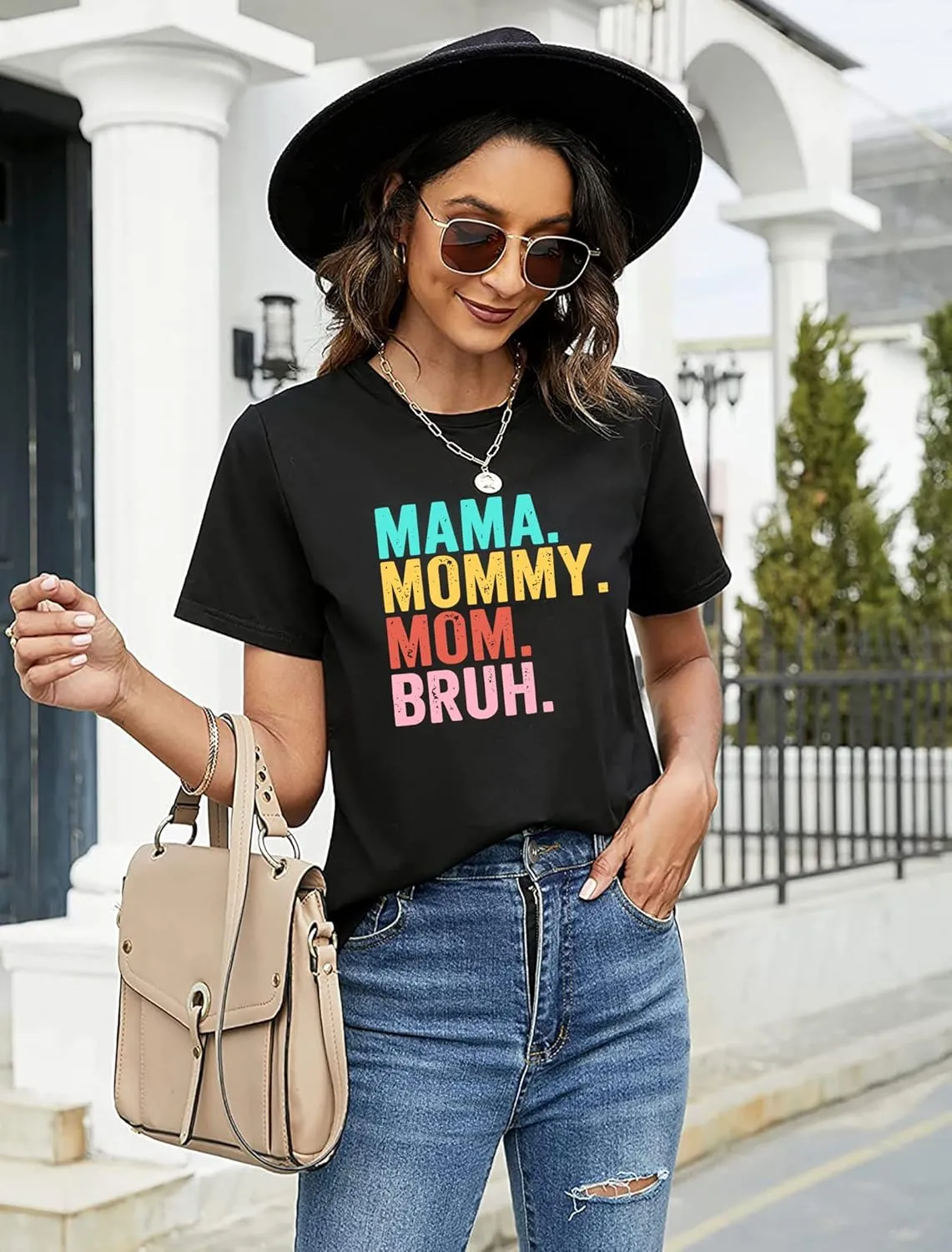 LAZYCHILD Mama T-Shirts Women Mama Shirt - Mommy Mom Bruh Shirt Funny Mom Tee Tops