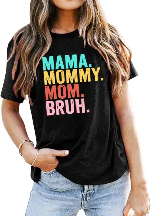 LAZYCHILD Mama T-Shirts Women Mama Shirt - Mommy Mom Bruh Shirt Funny Mom Tee Tops