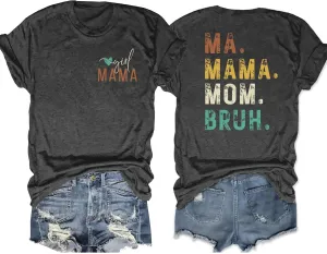 LAZYCHILD Mama T-Shirts Women Mama Shirt - Mommy Mom Bruh Shirt Funny Mom Tee Tops
