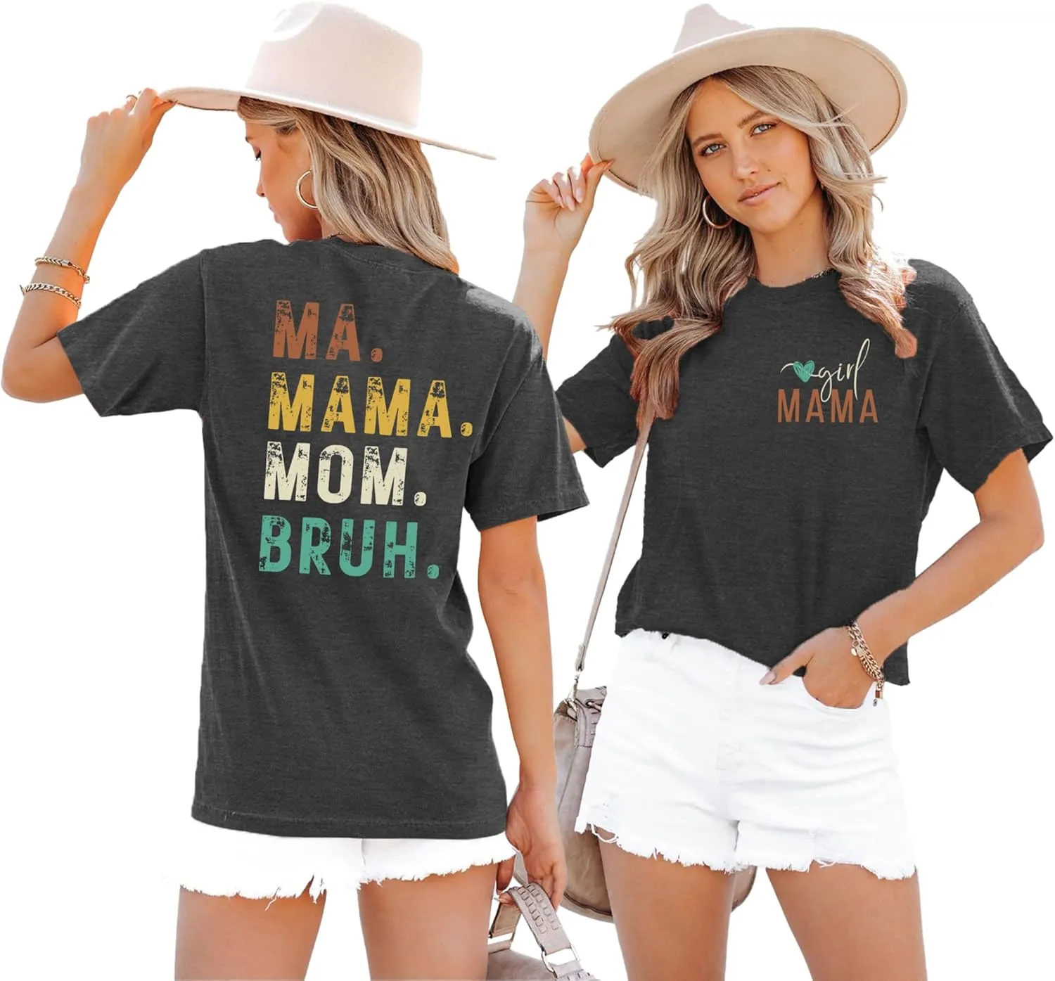 LAZYCHILD Mama T-Shirts Women Mama Shirt - Mommy Mom Bruh Shirt Funny Mom Tee Tops