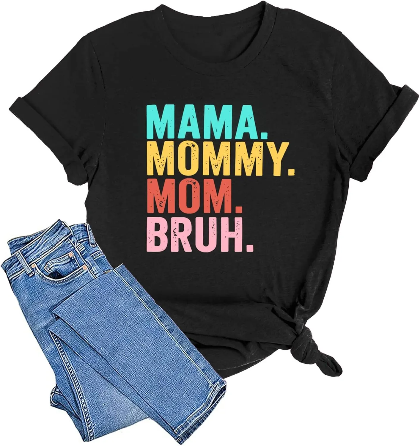 LAZYCHILD Mama T-Shirts Women Mama Shirt - Mommy Mom Bruh Shirt Funny Mom Tee Tops