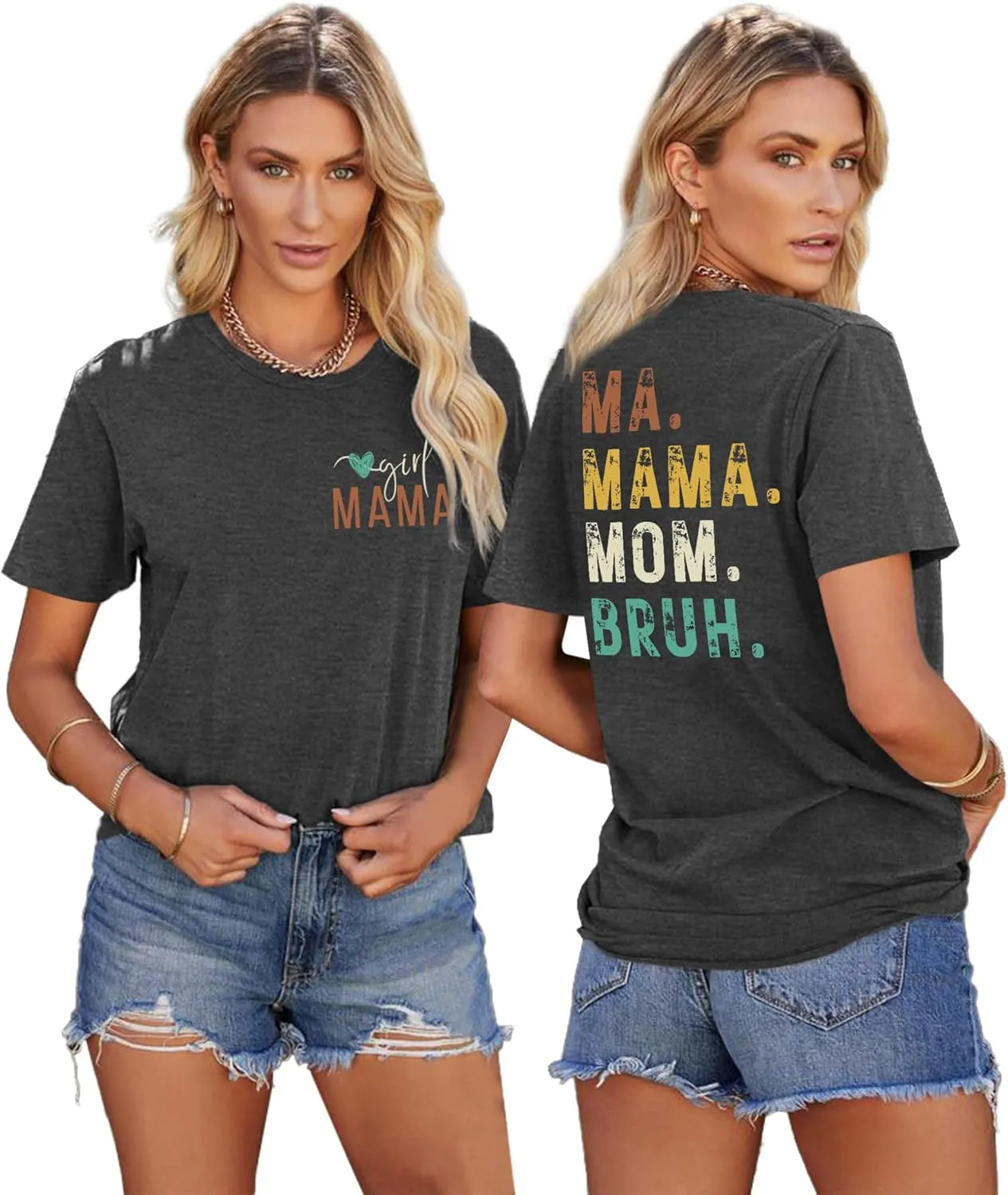 LAZYCHILD Mama T-Shirts Women Mama Shirt - Mommy Mom Bruh Shirt Funny Mom Tee Tops