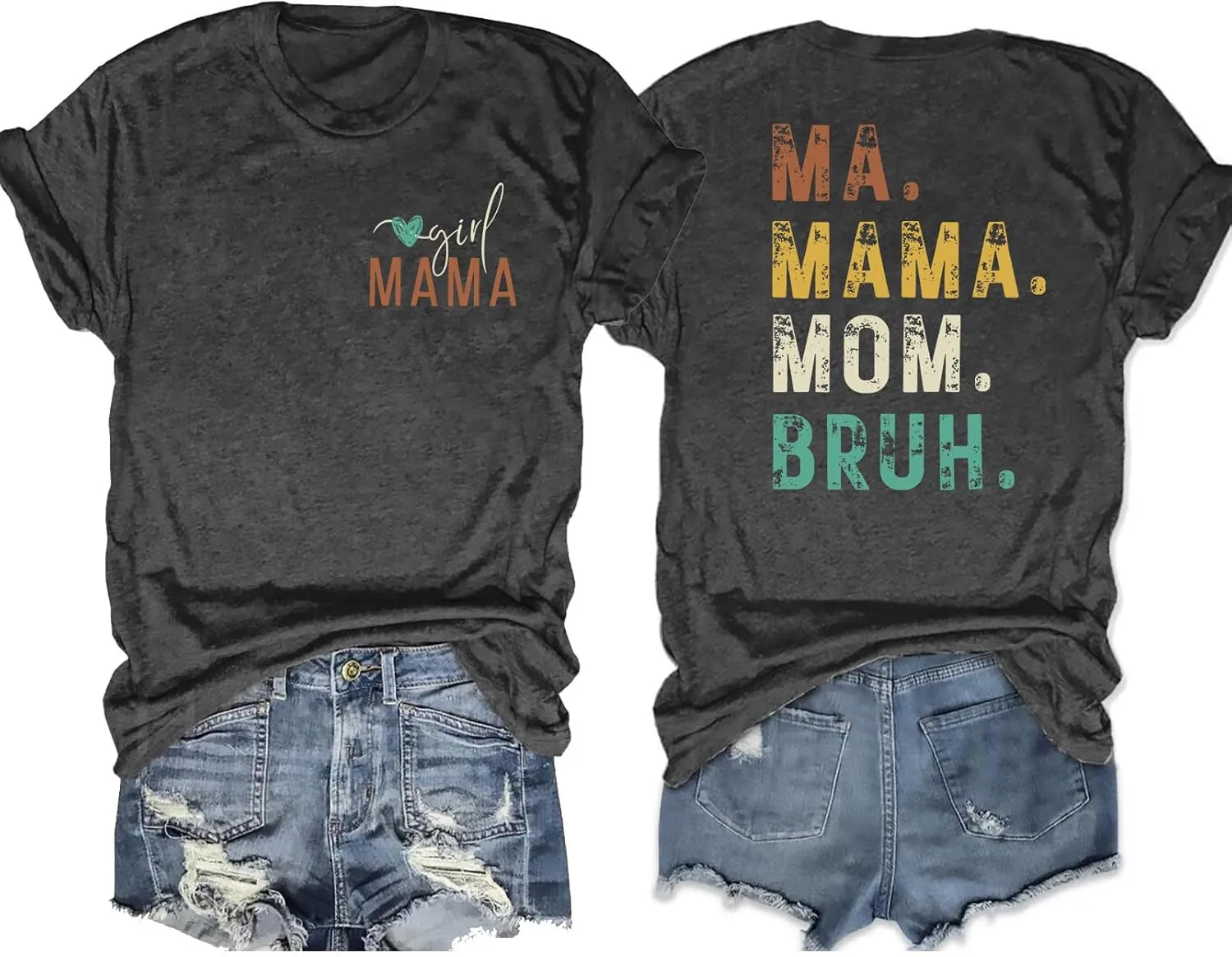 LAZYCHILD Mama T-Shirts Women Mama Shirt - Mommy Mom Bruh Shirt Funny Mom Tee Tops