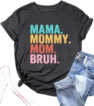 LAZYCHILD Mama T-Shirts Women Mama Shirt - Mommy Mom Bruh Shirt Funny Mom Tee Tops