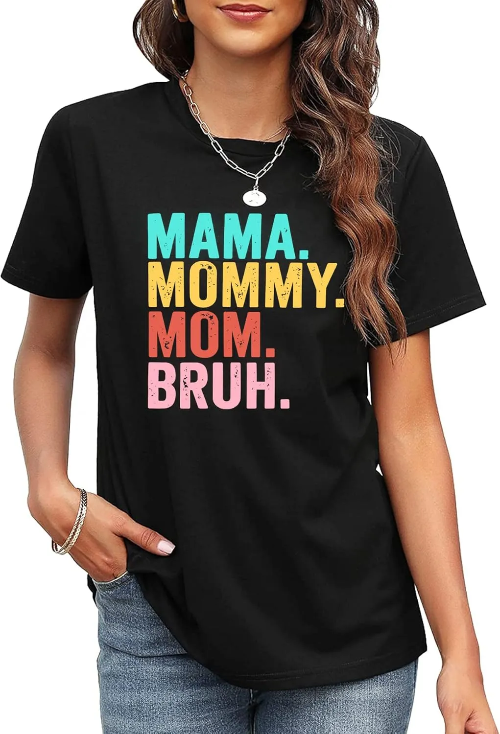 LAZYCHILD Mama T-Shirts Women Mama Shirt - Mommy Mom Bruh Shirt Funny Mom Tee Tops