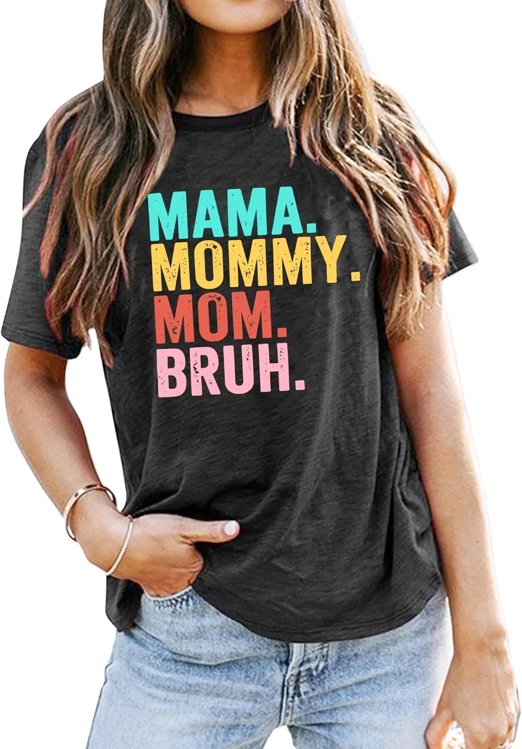 LAZYCHILD Mama T-Shirts Women Mama Shirt - Mommy Mom Bruh Shirt Funny Mom Tee Tops