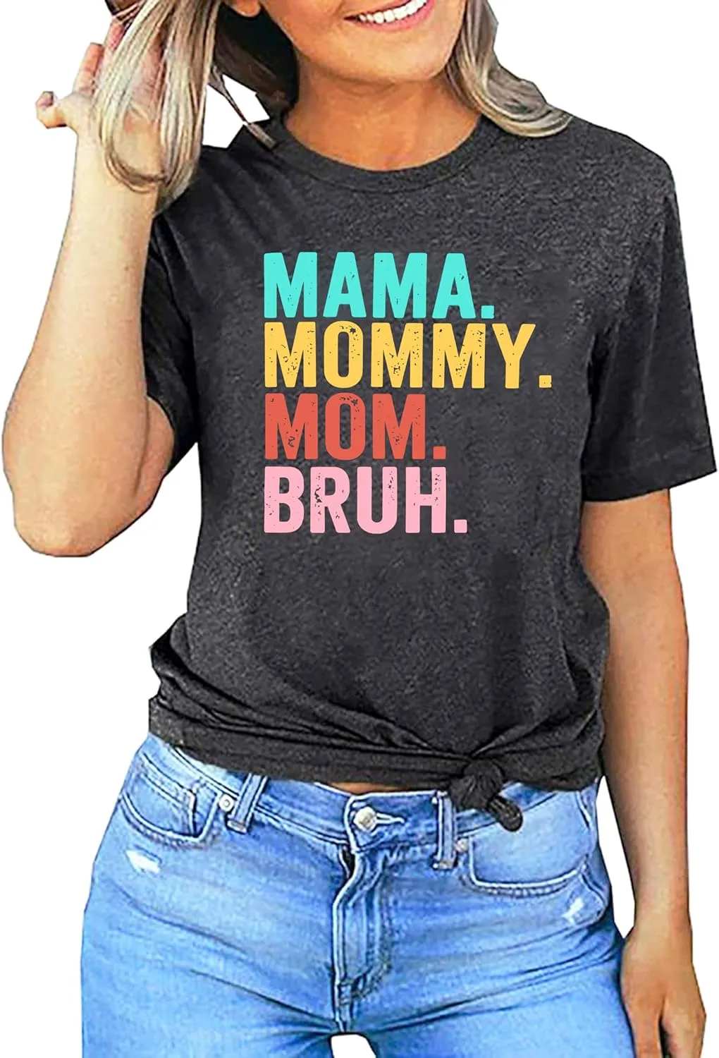 LAZYCHILD Mama T-Shirts Women Mama Shirt - Mommy Mom Bruh Shirt Funny Mom Tee Tops