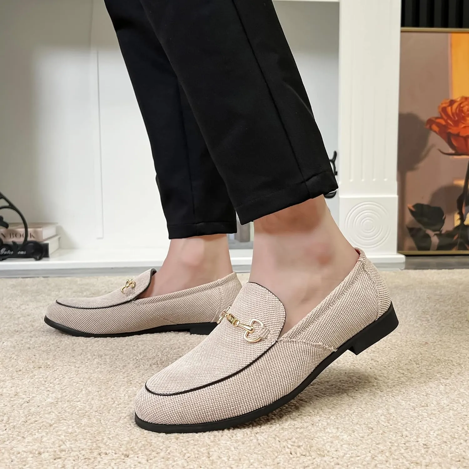 LCQL Men's Luxury Velvet Penny Loafer Shoes Noble Slip-on Casual Suede Loafers Smoking Slippers Plus Size 7-13