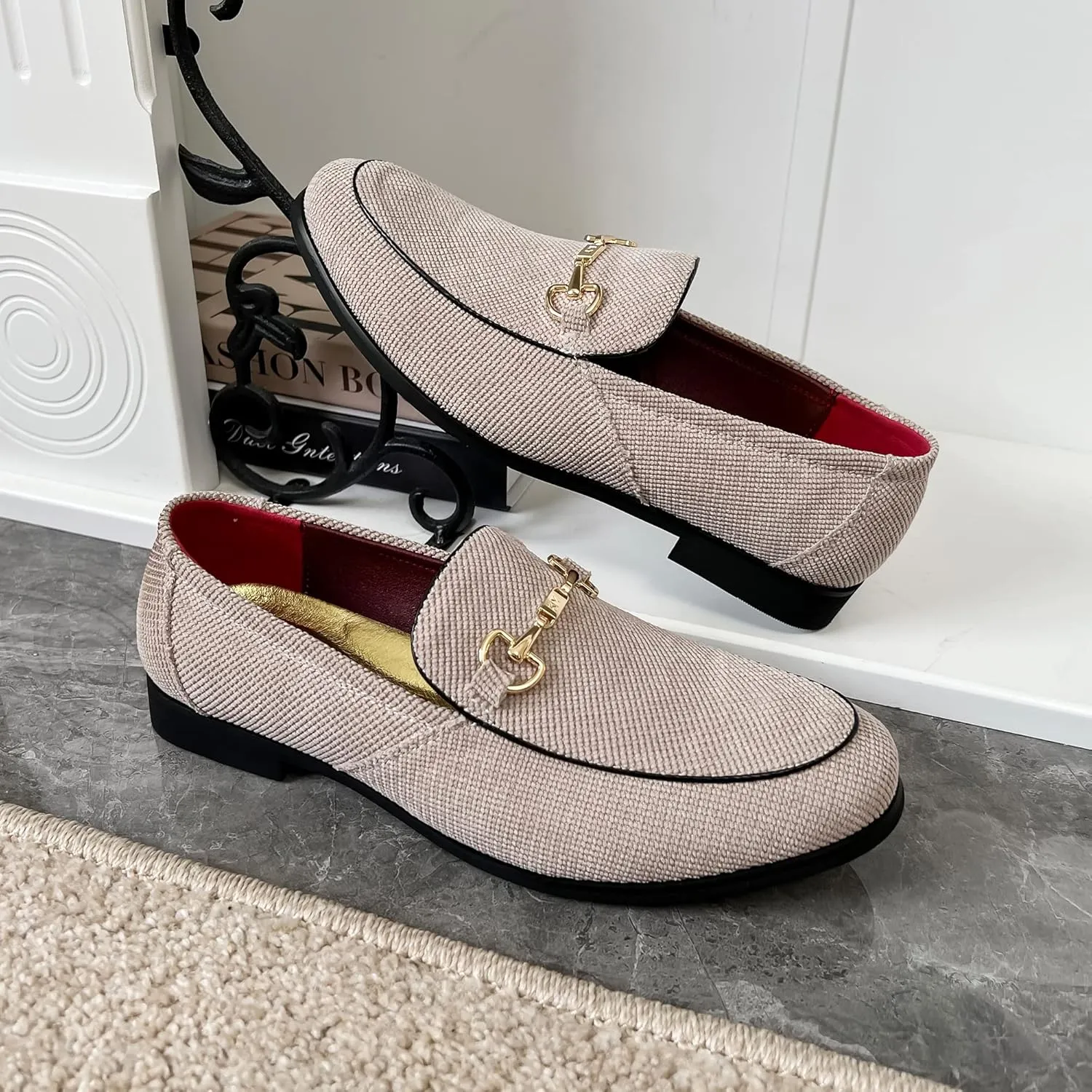 LCQL Men's Luxury Velvet Penny Loafer Shoes Noble Slip-on Casual Suede Loafers Smoking Slippers Plus Size 7-13