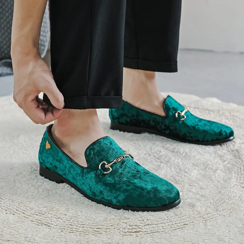 LCQL Men's Luxury Velvet Penny Loafer Shoes Noble Slip-on Suede Loafers Smoking Slippers Plus Size 7-13