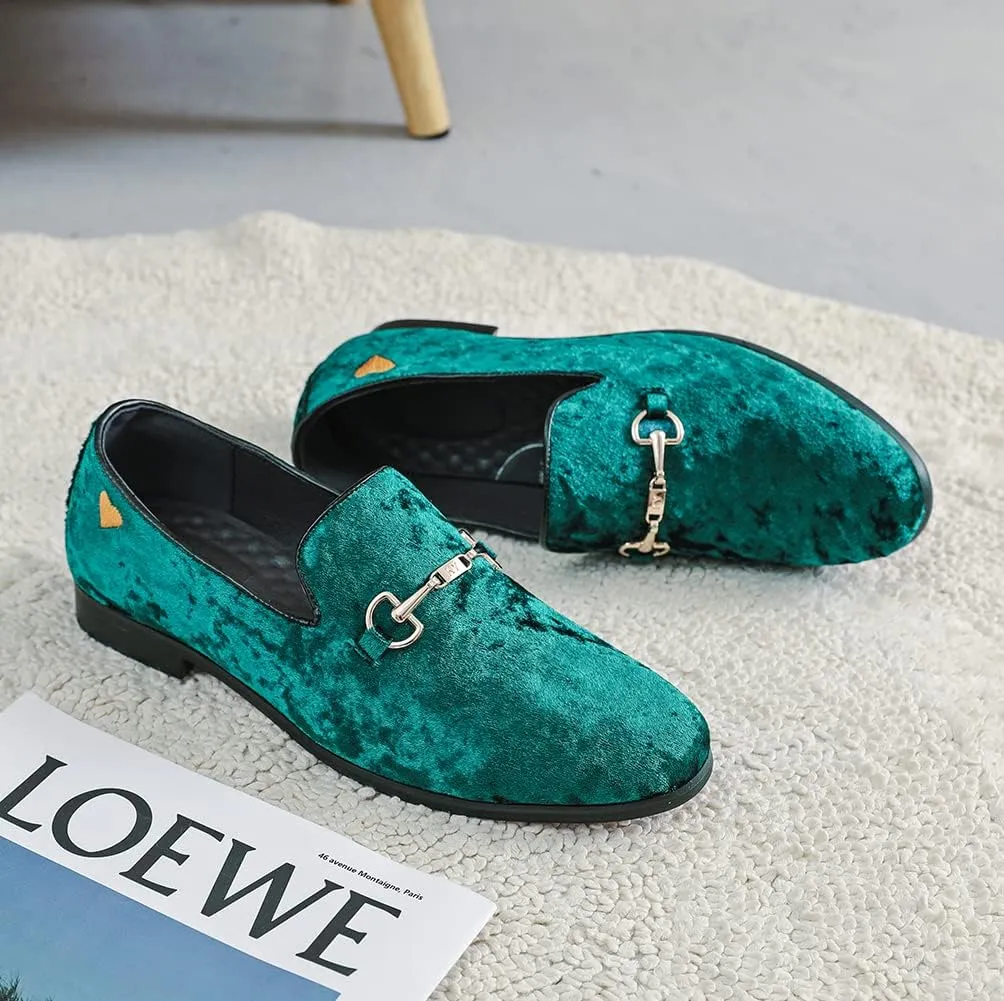 LCQL Men's Luxury Velvet Penny Loafer Shoes Noble Slip-on Suede Loafers Smoking Slippers Plus Size 7-13