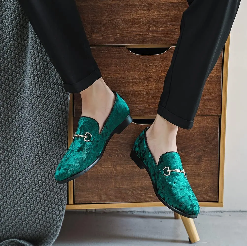 LCQL Men's Luxury Velvet Penny Loafer Shoes Noble Slip-on Suede Loafers Smoking Slippers Plus Size 7-13