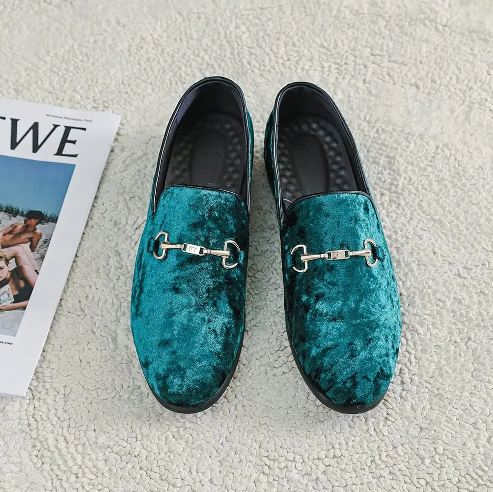 LCQL Men's Luxury Velvet Penny Loafer Shoes Noble Slip-on Suede Loafers Smoking Slippers Plus Size 7-13