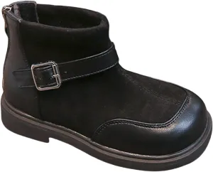Leather Booties Boys Girls Kids Side Zipper Low Heel 𝐖aterproof Shoes Sole Non Slip Comfy Fashion Ankle Snow Boots