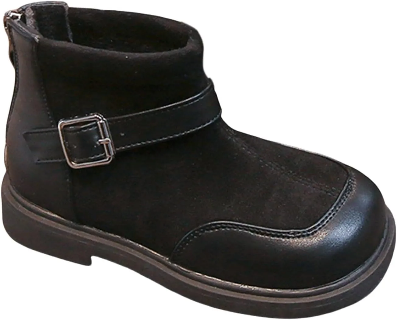 Leather Booties Boys Girls Kids Side Zipper Low Heel 𝐖aterproof Shoes Sole Non Slip Comfy Fashion Ankle Snow Boots