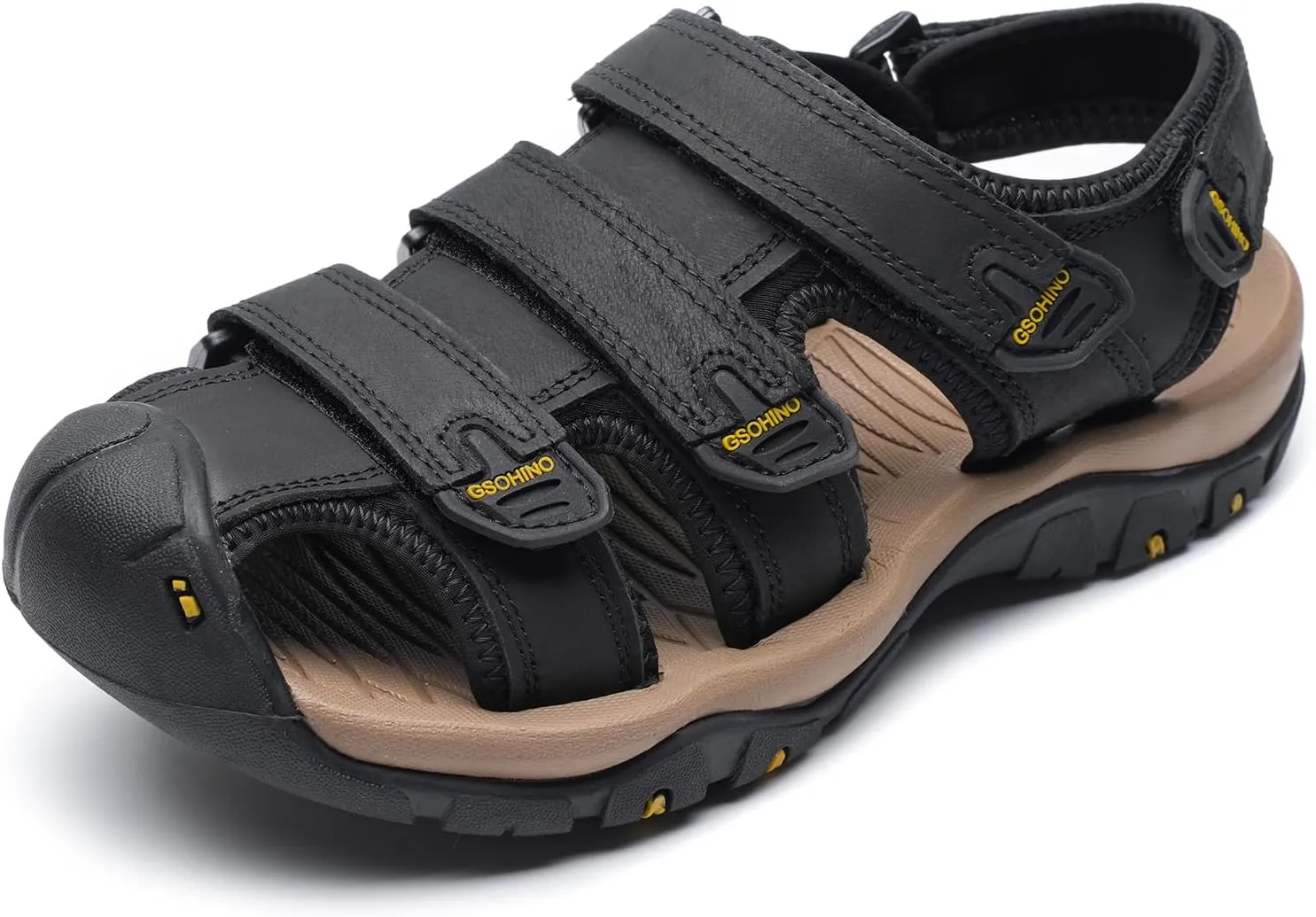 Leather Sports Sandals For Men Closed Toe Hiking Outdoor Athletic Casual Walking Sandals Water Shoes Summer Fisherman Sandal Handmade