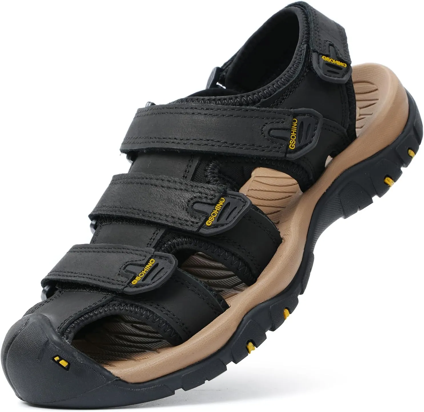 Leather Sports Sandals For Men Closed Toe Hiking Outdoor Athletic Casual Walking Sandals Water Shoes Summer Fisherman Sandal Handmade