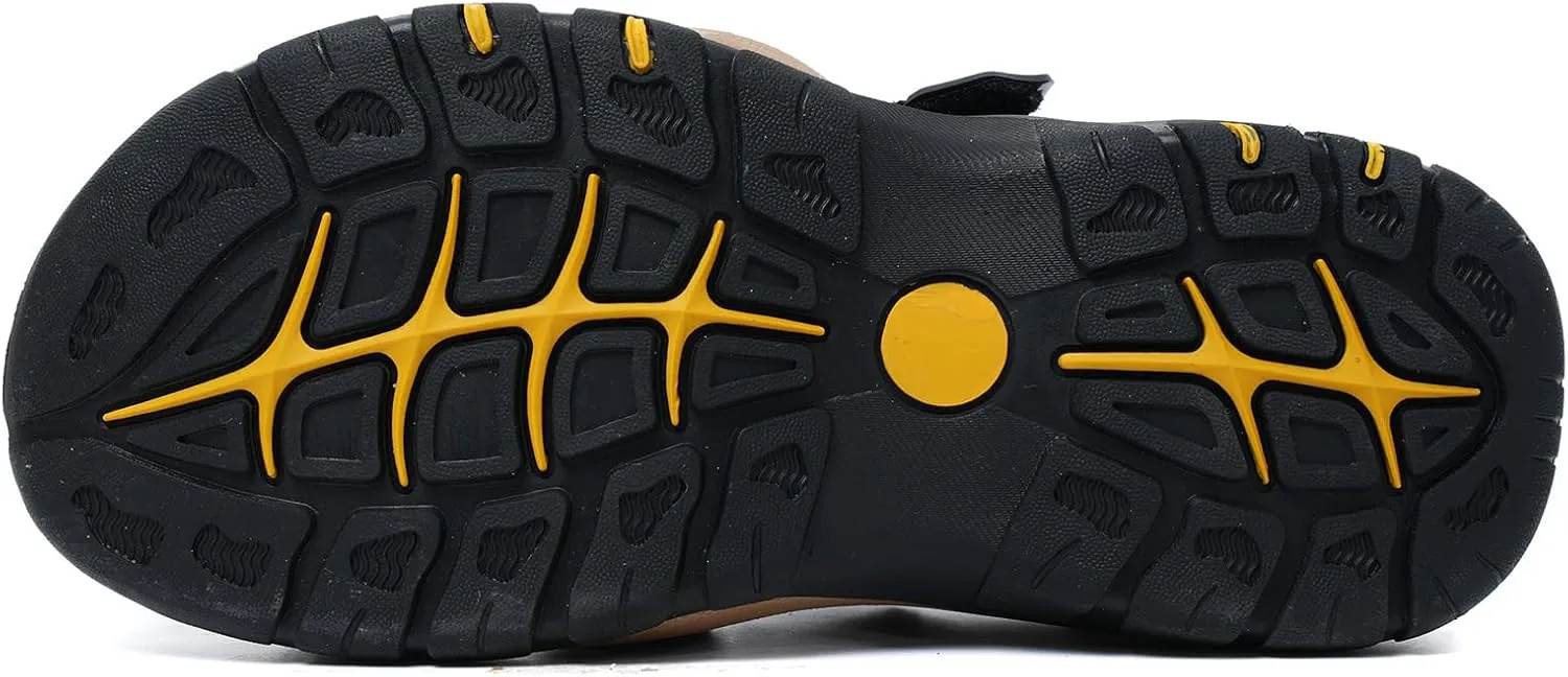 Leather Sports Sandals For Men Closed Toe Hiking Outdoor Athletic Casual Walking Sandals Water Shoes Summer Fisherman Sandal Handmade