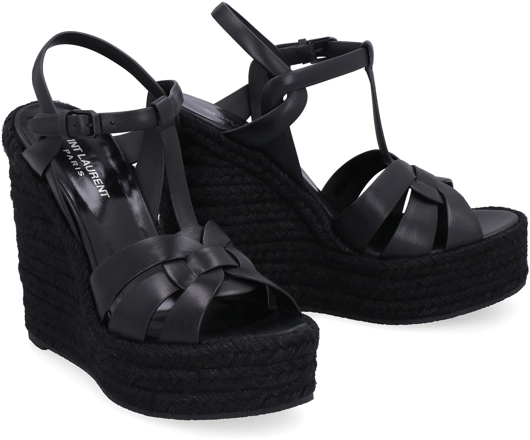 Leather wedge espadrilles